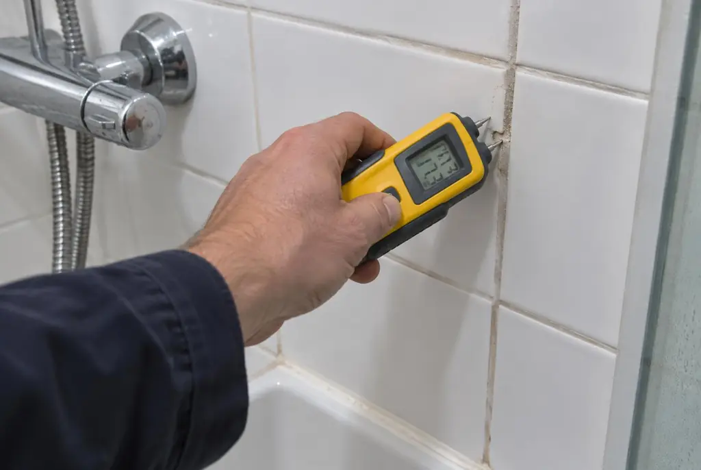 Lekdetectie Amstelveen – vochtmeter op badkamertegels bij de douche